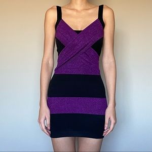 Bandage style dress in purple and black. Size small.